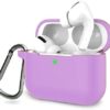AirPods Pro Case Cover, Music Tracker Protective Silicone Carrying Case with Keychain for AirPods 3 Charging Case (Front LED Visible) (Light Purple)