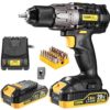 Cordless Drill, 20V Drill Driver 2x2000mAh Batteries, 530 In-lbs Torque, 24+1 Torque Setting, Fast Charger 2.0A, 2-Variable Speed, 33pcs Accessories, 1/2" Metal Keyless Chuck, Upgraded Version