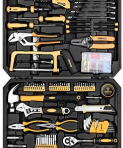 DEKOPRO 198 Piece Home Repair Tool Kit, General Household Hand Tool Set with Wrench Plastic Toolbox