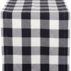 DII Classic Buffalo Check Tabletop Collection for Family Dinners, Special Occasions, Barbeques, Picnics and Everyday Use, 100% Cotton, Machine Washable, Table Runner, 14x72, Black & White