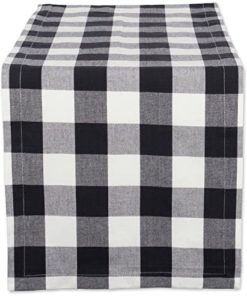DII Classic Buffalo Check Tabletop Collection for Family Dinners, Special Occasions, Barbeques, Picnics and Everyday Use, 100% Cotton, Machine Washable, Table Runner, 14x72, Black & White