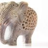 Nirvana Class Handmade Stone Lucky Elephant Figurine Animal Statue in Jali Or Openwork from a Single Block of Stone Home Decor