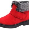 OldloverKids Boys Girls Boots Winter Snow Ankle Booties Classic and Waterproof Hiking Outdoor Fur Lining Short Boots