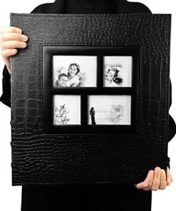 RECUTMS Photo Album 600 Pockets Leather Cover Black Pages Big Capacity for 4x6 Photos Book Hardcover Wedding Gift Valentines Day Present Family Baby Albums