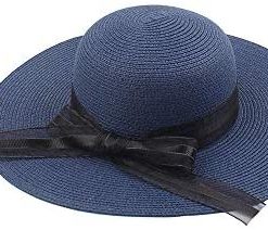 Romacci Women Summer Sun Hat Straw Hat Wide Brim Ribbon Bow Boho Beach Cap