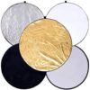 Round 24-inch / 60cm 5-in-1 Portable Collapsible Multi Disc Light Reflector Photography with Bag for Studio or Any Photography Situation-Silver, Gold, White, Translucent and Black