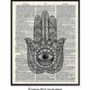 Upcycled Dictionary Wall Art Print - Vintage 8x10 Unframed Photo - Great Gift For Meditation and Yoga Lovers - Chic Home Decor - Hamsa Hand of Fatima