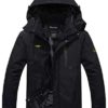 Wantdo Men's Winter Waterproof Hooded Fleece Ski Jacket Windproof Rain Parka