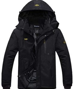 Wantdo Men's Winter Waterproof Hooded Fleece Ski Jacket Windproof Rain Parka