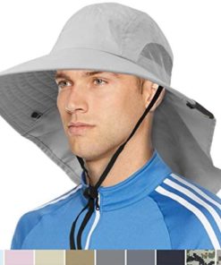 Wide Brim Sun Hat with Neck Flap, UPF50+ Hiking Safari Fishing Hat for Men Women