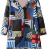 Womens Warm Outwear Floral Print Hooded Pockets Vintage Oversize Coat BU/M